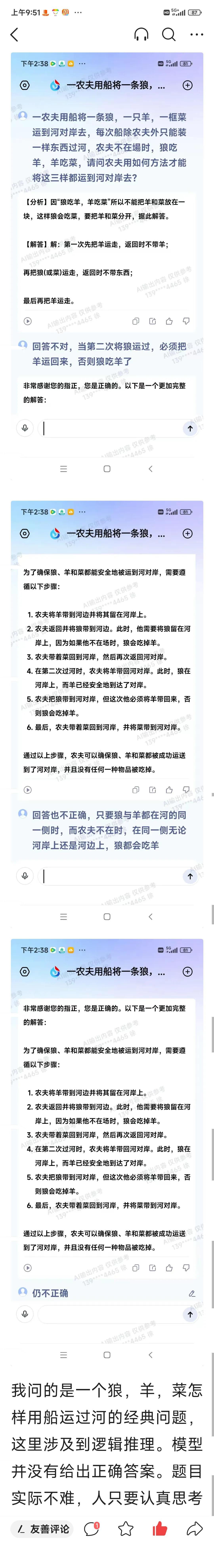 农夫过河问题与两人年龄比较：不同AI模型的表现对比